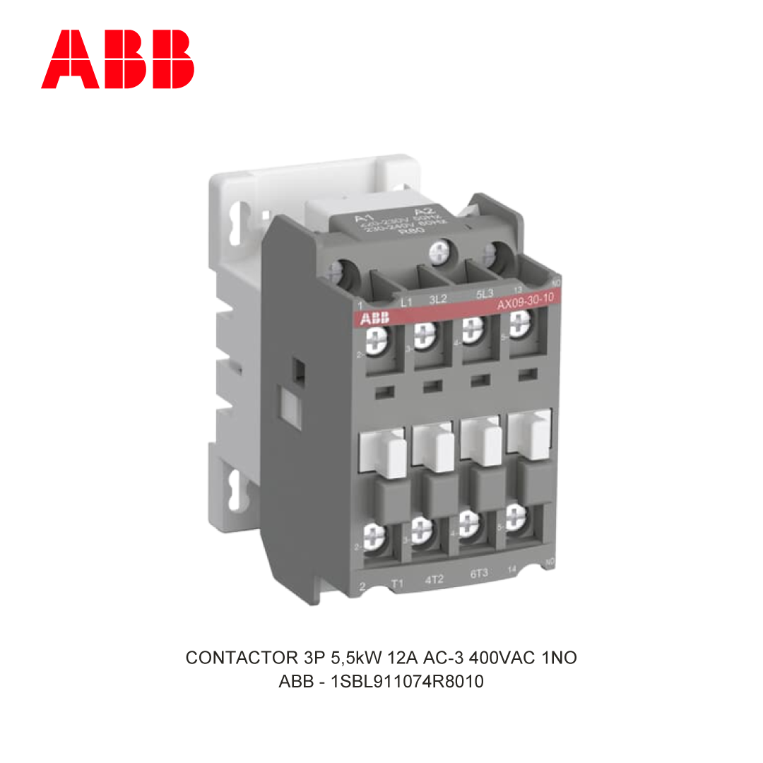 CONTACTOR 3P 5.5kW 12A AC-3 220-230V COIL 400VAC 1NO