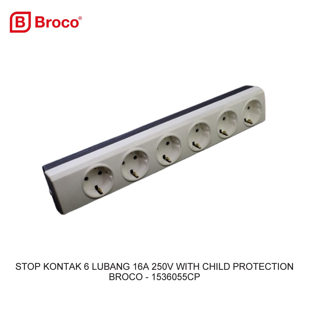STOP KONTAK 6 LUBANG 16A 250V WITH CHILD PROTECTION