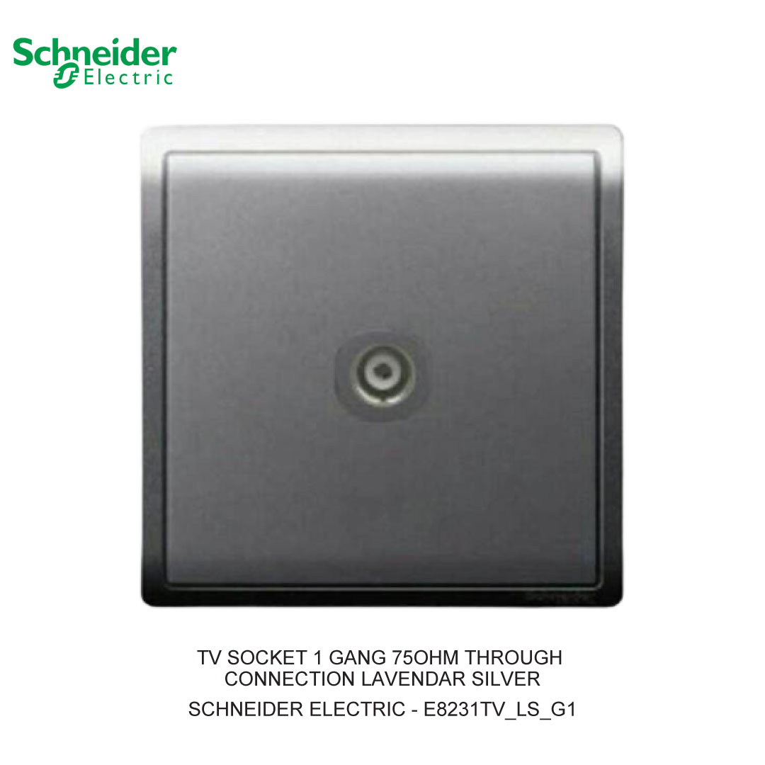 TV SOCKET 1 GANG 75OHM THROUGH CONNECTION LAVENDAR SILVER