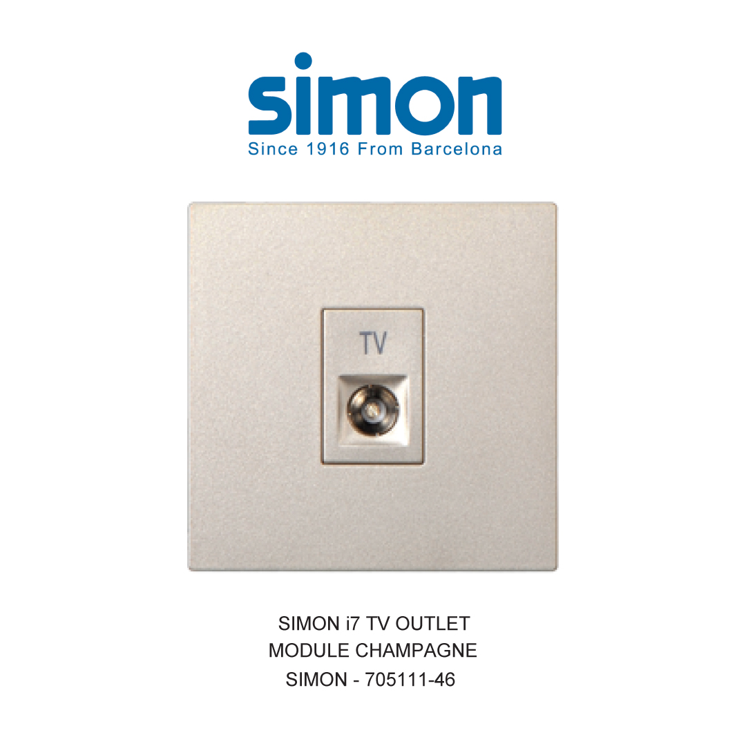 SIMON i7 STOP KONTAK TV OUTLET CHAMPAGNE