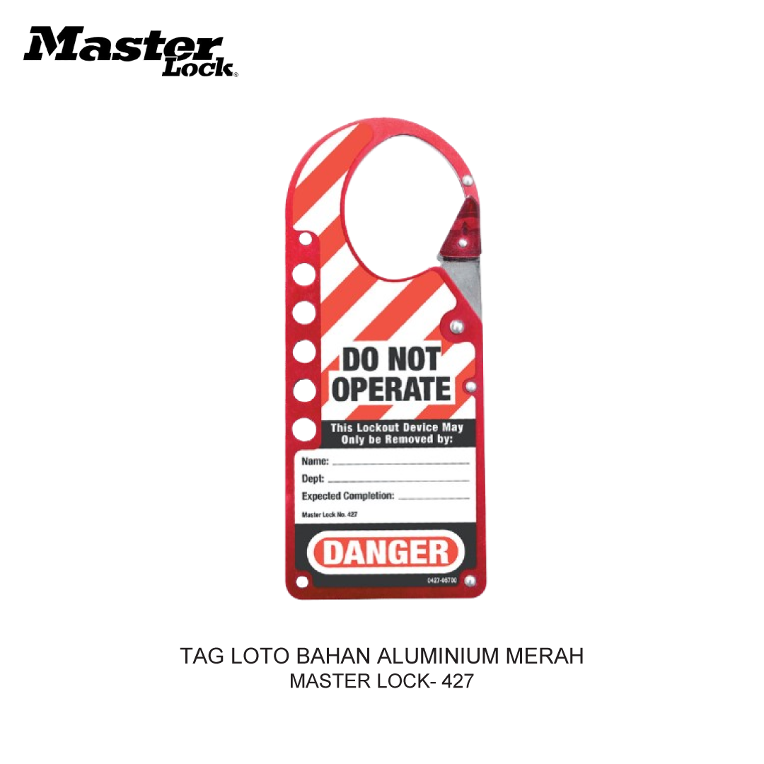 TAG LOTO BAHAN ALUMINIUM MERAH