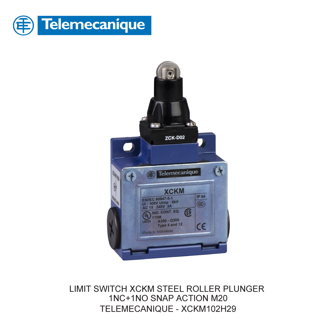 LIMIT SWITCH XCKM STEEL ROLLER PLUNGER 1NC+1NO SNAP ACTION M20