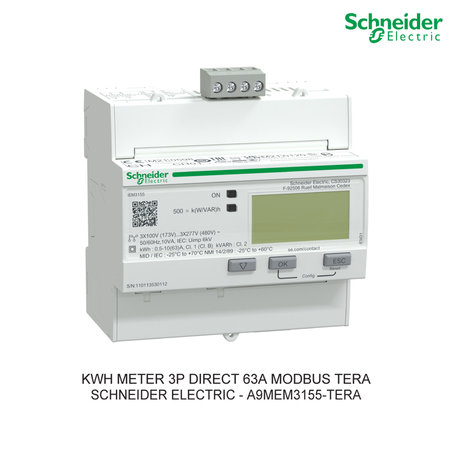 KWH METER 3P DIRECT 63A MODBUS TERA