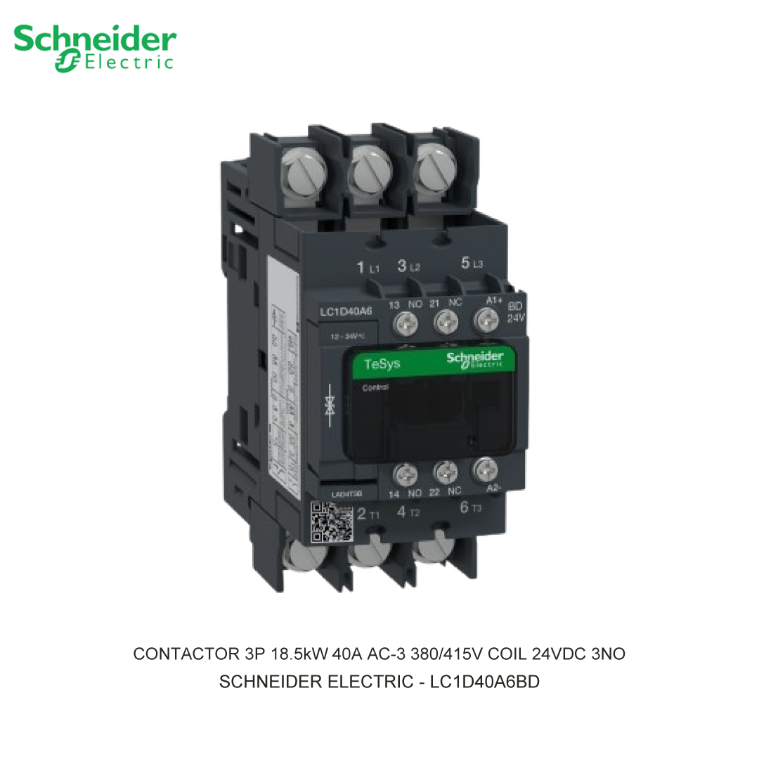 CONTACTOR 3P 18.5kW 40A AC-3 380/415V COIL 24VDC 3NO